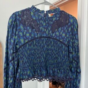 FARM Rio Blue & Green Long Sleeve Blouse